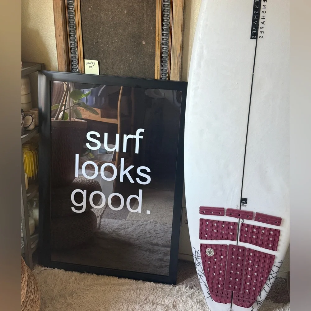 New Original Art Surf Looks Good Black and white Framed Poster Print 24x36”